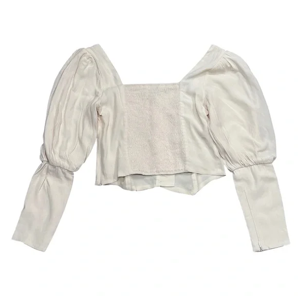 ASTR The Label Renaissance Cream Button Front Balloon Sleeve Top Women’s Small - Picture 5 of 8